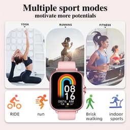Sjika - Smartwatch – Bluetooth bellen & berichten – Fitness & slaapmonitor – 100+ sportmodi – iPhone & Android – Zilver - RVS - Mannen & Vrouwen — thumbnail 3