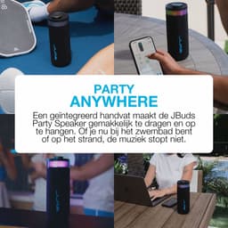 JLab Jbuds Bluetooth Speaker Draadloos - Draagbare Muziekbox - 12 uur Batterijduur - 30 Watt - Bass Boost - IPX6 Waterproof - Multipairing - Instelbare Party Lights - App Equalizer - Zwart — thumbnail 3