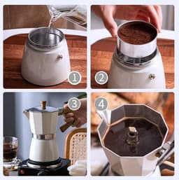 longziming -150 ml Espresso Koffiemaker voor Inductie – Aluminium Mokkakan met Veiligheidsventiel, Espressopot voor 2 Kopjes, Traditionele Percolator voor Aromatische Koffie, Geschikt voor Gas & Elektrisch Fornuis — thumbnail 3