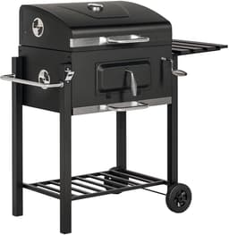 Pugsdrly Houtskoolgrill Smoker BBQ-Smoker, 1 opbergvak, 1 handdoekhouder, 2 grillroosters, 113 cm x 65 cm x 108 cm, zwart — thumbnail 3