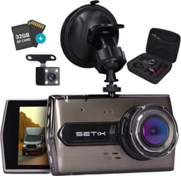 Setix Dashcam Go - Voor en Achter Camera – Inclusief 32GB SD kaart - Full HD 1080P Resolutie – Met Opbergcase tegen Diefstal - Nachtzicht – Plug & Play - Parkeermodus - 170 Graden Kijkhoek – Loop Recording – 2026 Auto Camera — thumbnail 1