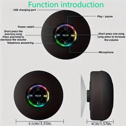 Bluetooth Luidspreker Douche Speaker Draadloze Draagbare Mini Hoorn Speaker Zuignap voor Badkamer Bass Stereo Trompet Draadloze Ondersteuning LED Licht voor Douche Thuis en Buiten Etc — thumbnail 4