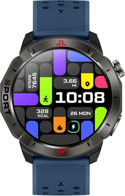 Knobbout Outdoor GPS Smartwatch – 1.43” Scherm AMOLED Scherm (466×466) – Bluetooth Bellen – Always-On Display (AOD)-Dubbele Frequentie + 6-Satelliet Locatie – Kompas, Hoogtemeter, Barometer– IP68 Waterdicht – 10 Dagen Batterijduur- Blauw — thumbnail 4