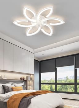 6 Sterren Plafondlamp Met Ventilator - Wit - Met Afstandsbediening - Smart lamp - Dimbaar Met App - 6 Standen Ventilator - Woonkamerlamp - Moderne lamp - Plafoniere — thumbnail 2