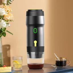 Xcruiser Draagbare koffiezetapparaat, 3-in-1 espressomachine, elektrische verwarming voor reizen, compatibel met kleine en grote capsules en gemalen koffie, USB-opladen voor 12 V, auto en camping (zwart) — thumbnail 5