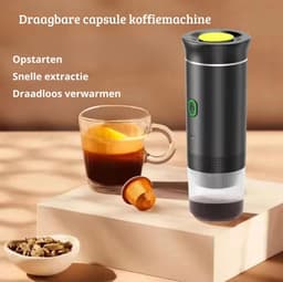 Slim Draagbaar koffiezetapparaat - Werkt met Gemalen koffie & Capsules - Pomppatroon & Koffiegrootte- 120 ml Reservoir - 18 Bar - - 12 Volt Reiskoffiezetapparaat — thumbnail 3