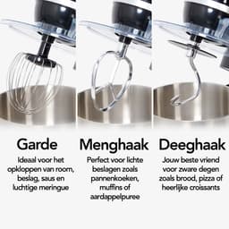 Keukenmachine - Keukenmixer - 5L RVS Mengkom - Keukenrobot - Foodprocessor - Incl. Accessoires - 1000W - Zwart - Aviro — thumbnail 4