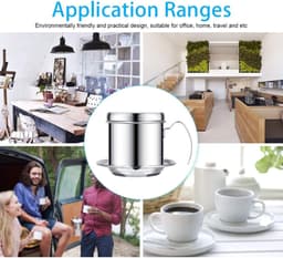 Vietnamese Koffie Maker - Herbruikbaar - Rvs Koffiefilter - Slow Coffee Maker - Cafetière Drip Gieter - Dripper Koffiemaker - Ideaal Voor Op Reis En Op De Camping - 10.1×7.5×8.1cm - Zilver — thumbnail 2