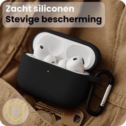 Hoesje Geschikt voor Apple Airpods Pro 3 - Siliconen Hoes met Clip - Silicone Case Cover - Zwart — thumbnail 4