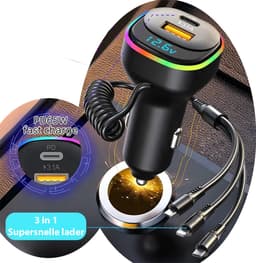 Slimtron X2 Super Snelle Autolader 65W – sigarettenlader adapter met laadkabels — thumbnail 2