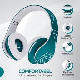 PowerLocus P2 - Draadloze Over-Ear Koptelefoon Inklapbaar - Bluetooth Hoofdtelefoon - Met microfoon – Headphone - Micro SD mode – Incl. Carry Case – Blauw — thumbnail 2