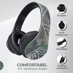 PowerLocus P2 - Draadloze Over-Ear Koptelefoon Inklapbaar - Bluetooth Hoofdtelefoon - Met microfoon – Headphone - Micro SD mode – Incl. Carry Case – Camouflage — thumbnail 2