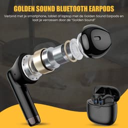 Golden Sound draadloze oordopjes - Bluetooth oordopjes - Earbuds - Draadloze oortjes - Sport oordopjes - Earpods - Geschikt voor elke smartphone en laptop - Zwart — thumbnail 5
