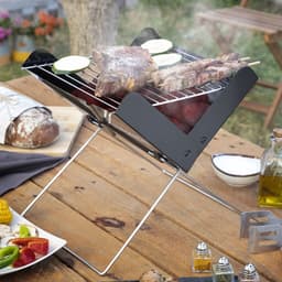 Opvouwbare BBQ -Draagbare opvouwbare grill met rooster  -Portable Vouw Barbecue - Festival BBQ - Camping - Tafel - Zomer -  Rechthoekig - 43 x 29 x 24 cm - Zwart — thumbnail 4