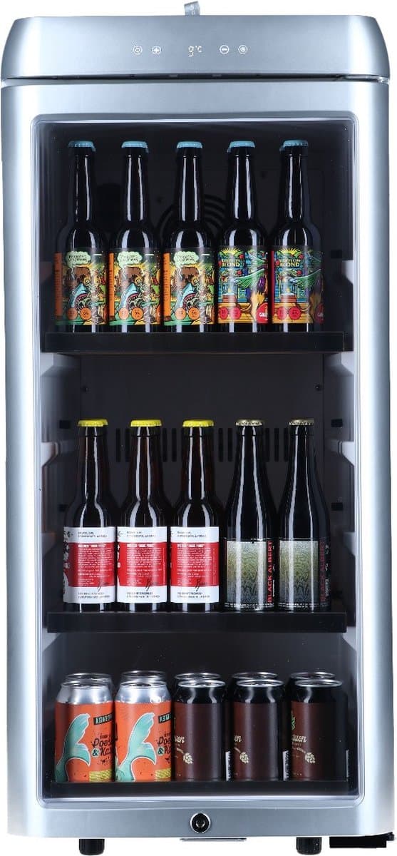 Bierkoelkast Amsterdam Zilver - glazen deur - 85 flessen - Koelkast horeca - Bier koelkast voor Thuis - Flessenkoelkast- Drank koelkast - Bierkast — afbeelding 1