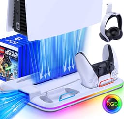 Phreeze Console Oplaadstation met Dual Charging, Verstelbare Ventilatie, RGB Verlichting, Headset & Game Houders - Geschikt voor Playstation 5 Disc en Digital Editions — thumbnail 1