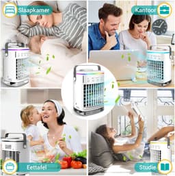 LotaHome - Mini Airco - Air Cooler met Verlichting, Timer en 4 Snelheden - Luchtverfrisser - Krachtige Luchtkoeler - Ventilator - Draagbare Mobiele Airco - Fluisterstille Luchtkoeler - 7 Sfeerkleuren - 4-in-1 - Airconditioning - 2 Koelfuncties - Wit — thumbnail 3