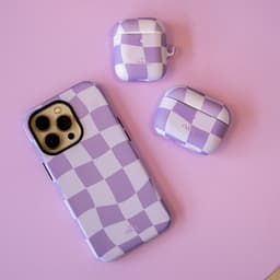 xoxo Wildhearts hoesje geschikt voor AirPods 4 - Violet Vibes - Ook als telefoonhoesje verkrijgbaar - schokbestendige case - koptelefoonhoesje - Matte afwerking - Beschermhoes met golvende blokjes - Golven - Paars — thumbnail 2