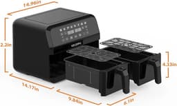 Eszenzics™ Dubbele Airfryer XL - Heteluchtfriteuse 8L - Schudfunctie - 1700W - Vaatmachinebestendig - 8 Presets - Tegelijk klaar functie — thumbnail 3