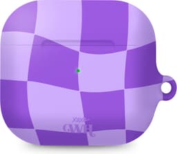 xoxo Wildhearts hoesje geschikt voor AirPods 4 - Violet Vibes - Ook als telefoonhoesje verkrijgbaar - schokbestendige case - koptelefoonhoesje - Matte afwerking - Beschermhoes met golvende blokjes - Golven - Paars — thumbnail 1