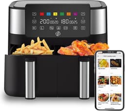 Equivera Dubbele Airfryer - Dubbele Mand - Dual Cook - Heteluchtfriteuse - Verschillende Programma's - Dual Zone - Mega — thumbnail 1