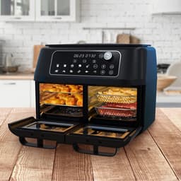 Equivera Dubbele Airfryer - Dubbele Mand - Dual Cook - Heteluchtfriteuse - Verschillende Programma's - Dual Zone - Mega — thumbnail 4