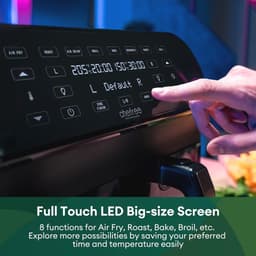 Luchtfriteuse Dubbele Mand - Airfryer Olievrij - Gezond Koken - Zichtvenster met Licht - 8 Liter - Zwart — thumbnail 3