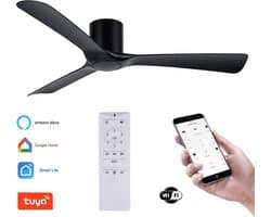 Plafondventilator Storm - Super stil - Hoge kwaliteit - Ventilator 2026 - WIFI - TUYA app - Ø 132 cm - zwart