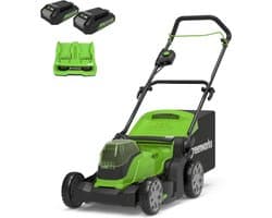 Greenworks 24+24volt=48 Volt accumaaier G24X2LM41, incl. 2x 2-AH Accu & lader