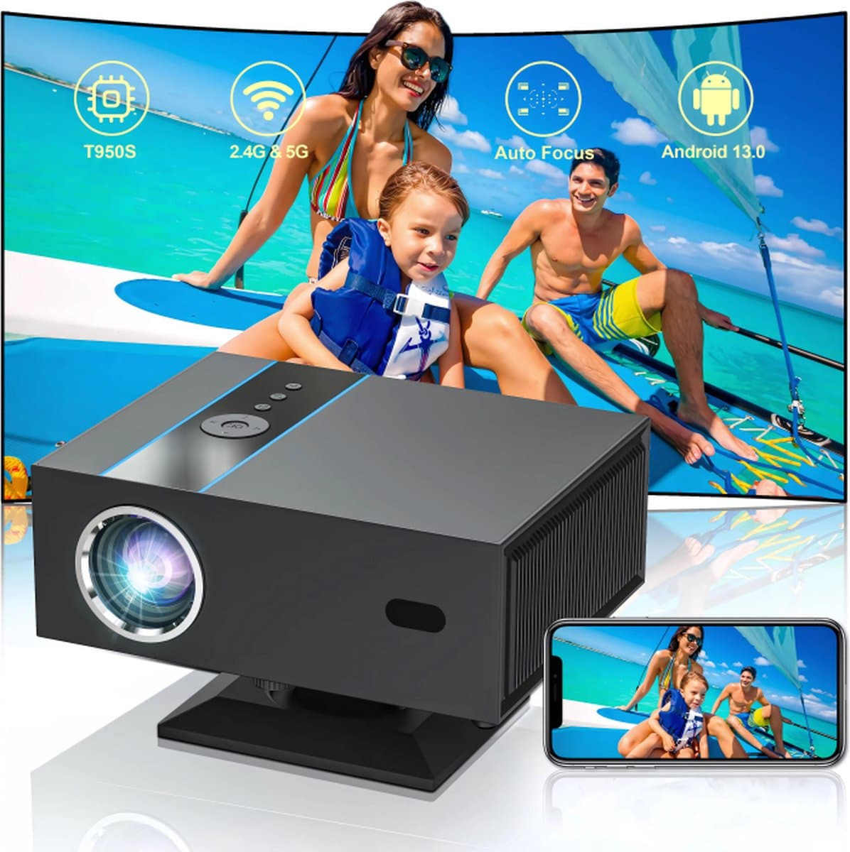 X6 Beamer - Projector - 4k - 1080P - Dolby Audio - Bluetooth 5.2 - Android — afbeelding 1