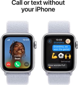 Apple Watch SE 2024 GPS + Cellular 44mm Silver Aluminium Case with Blue Cloud Sport Loop — thumbnail 4