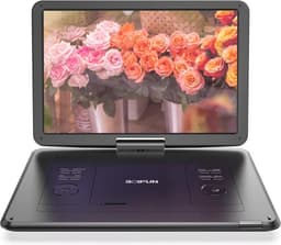 Boifun 17,5" draagbare dvd-speler met 15,6" groot HD-scherm, 6 uur oplaadbare batterij, ondersteuning voor USB/SD-kaart/Sync TV en meerdere schijfformaten, luidspreker met hoog volume, zwart — thumbnail 1