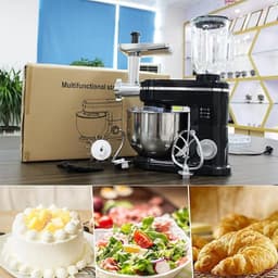 Keukenmixer Blender Vleesmolen - Keukenmachine Deegmixer - Bakken Koken - 3-in-1 Multifunctioneel - 6 Liter Kom - Zilver — thumbnail 5