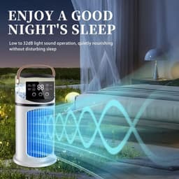 Mini-airconditioning, torenventilator, stille USB-ventilator met 9 snelheden en lcd-display, ruimtebesparende koeling voor slaapkamer, kantoor, kleine ruimtes, mobiele tafelventilator — thumbnail 2