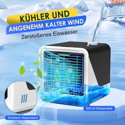 Deze 3-in-1 draagbare airconditioner is voorzien van een stille koelventilator, een ingebouwd waterreservoir van 500 ml, een USB-voeding, drie ventilatorsnelheden en een zevenkleurige ledverlichting. Er is geen afzuigventilator nodi — thumbnail 2