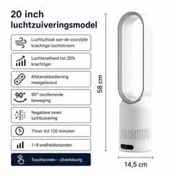 Rolu Torenventilator – Ventilator Staand – Ventilator Toren – 60 CM – 8 Snelheden - 90° Oscillatie – Timer Functie – Afstandsbediening — thumbnail 5
