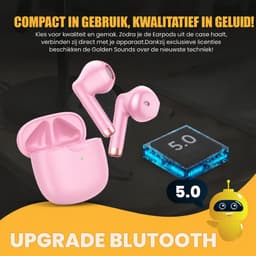 Golden Sound draadloze oordopjes - Bluetooth oordopjes - Draadloze oortjes - Oortjes draadloos - Earpods - Sport oordopjes - Geschikt voor Smartphone & Laptop - Roze — thumbnail 2