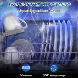 Tafelblad Vaatwasser - Compacte Afwasser - Gemakkelijk Afwassen - 6 Programma's Babyverzorging - 4-Persoons Capaciteit - Wit en Zwart — thumbnail 5