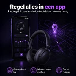 Fitbeats E30 Pro Draadloze Over-Ear Koptelefoon - Met Active Noise Cancelling (ANC) - 135 Uur Batterijduur & 360° Ruimtelijk Geluid - Luxe Comfort & App-Bediening - Zwart — thumbnail 5