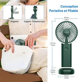 Mini draagbare ventilator, handventilator, kleine reisventilator, oplaadbare handventilator met 3 snelheden, persoonlijke ventilator voor buitengebruik, op reis, op kantoor en tijdens het kamperen. — thumbnail 3