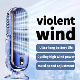 Draagbare Bureau Koeler - Grote Batterij Dubbele Motor Huishoudelijke Kleine Luchtkoeler, USB Oplaadbaar, 5-Snelheden Lucht Koelventilator 720 Graden Surround Luchtblazer, Kantoor, Toerisme, Camping, Outdoor RV Draagbare USB Ventilator — thumbnail 4