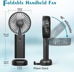 Mini USB oplaadbare handventilator - 3 snelheden, stil, draagbaar voor kantoor, thuis, buiten en op reis — thumbnail 5