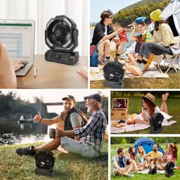 20000 mAh USB-campingventilator met LED-verlichting, draagbare oplaadbare bureau-/tentventilator met afstandsbediening en haak, 270° draaibare kop voor vissen en als windscherm. — thumbnail 5