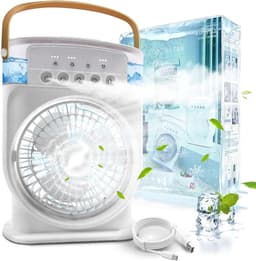 Mobiele airconditioning, stil, 4-in-1, luchtkoeler, mini met accu, mobiele airconditioning, zonder afvoerslang, draagbare airconditioning met verdampingskoeling, ventilator, type C met timer (wit) — thumbnail 1