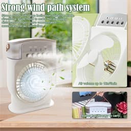 Mobiele airconditioning, stil, 4-in-1, luchtkoeler, mini met accu, mobiele airconditioning, zonder afvoerslang, draagbare airconditioning met verdampingskoeling, ventilator, type C met timer (wit) — thumbnail 4
