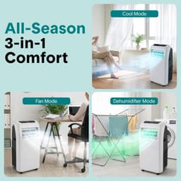 Mobiele Airco 14000 BTU – 3-in-1 Airconditioner – Ontvochtiger – Ventilator – Afstandsbediening — thumbnail 3