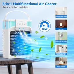 Mobiele Luchtkoeler 5-in-1 – Aircooler – 1200 ml Watertank – Afstandsbediening – 3 Snelheden – Timer — thumbnail 4