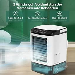 Hutjemutje - aircooler - luchtkoeler - mini-airconditioner - 7-kleuren nachtlampje - 3-snelheden - 900 ml watertank - wit — thumbnail 5