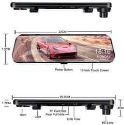 Dashcam voor Auto - 10 Inch Touchscreen Spiegelcamera - 1080P AHD Dashcam - Nachtzicht - Groothoek 170° - Parkeermodus - Inclusief 6M RCC BL - Zwart — thumbnail 1