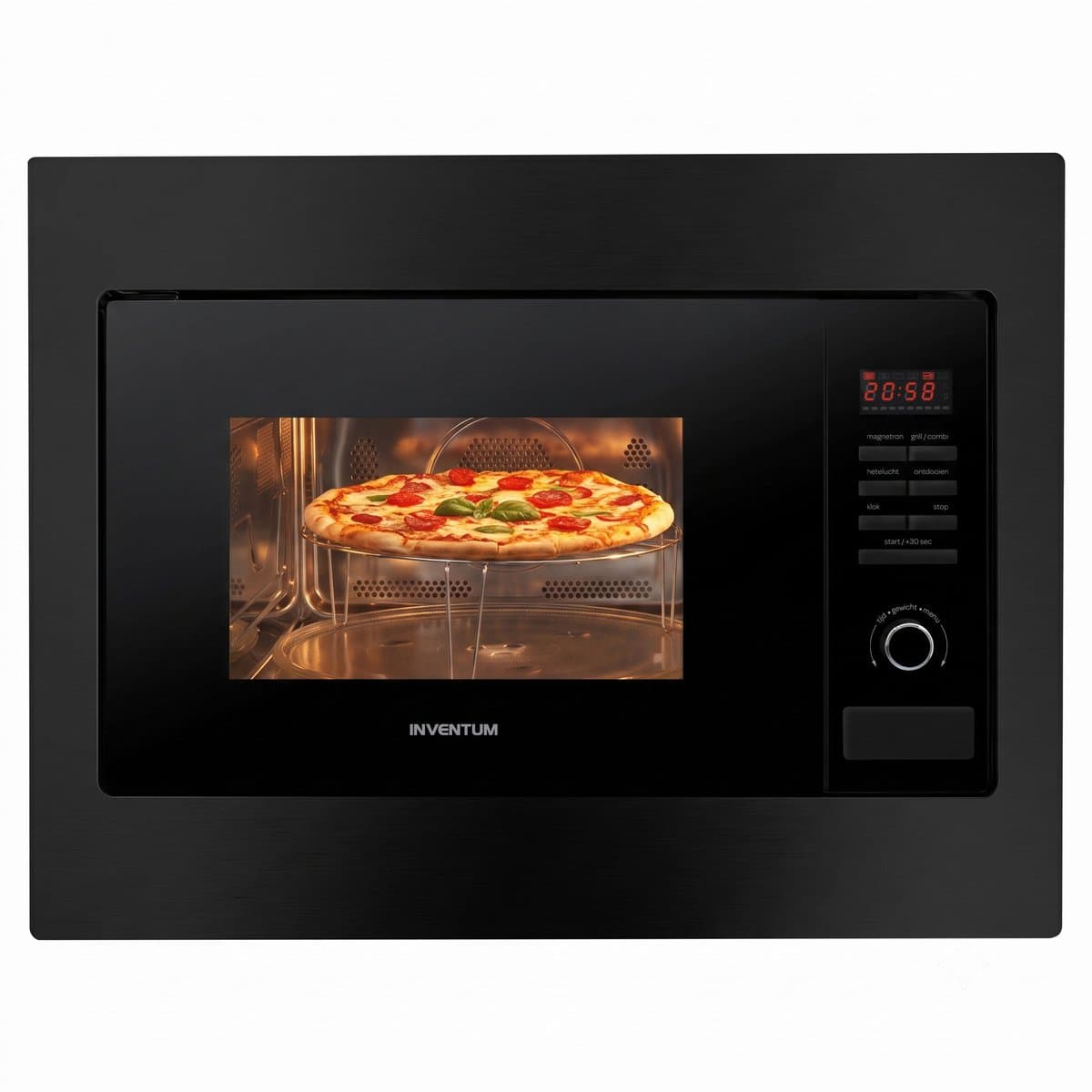 Inventum IMC6125FZWA Inbouw combimagnetron - 25L - 900W - 45cm - Hetelucht- en grillfunctie - Zwart — afbeelding 1